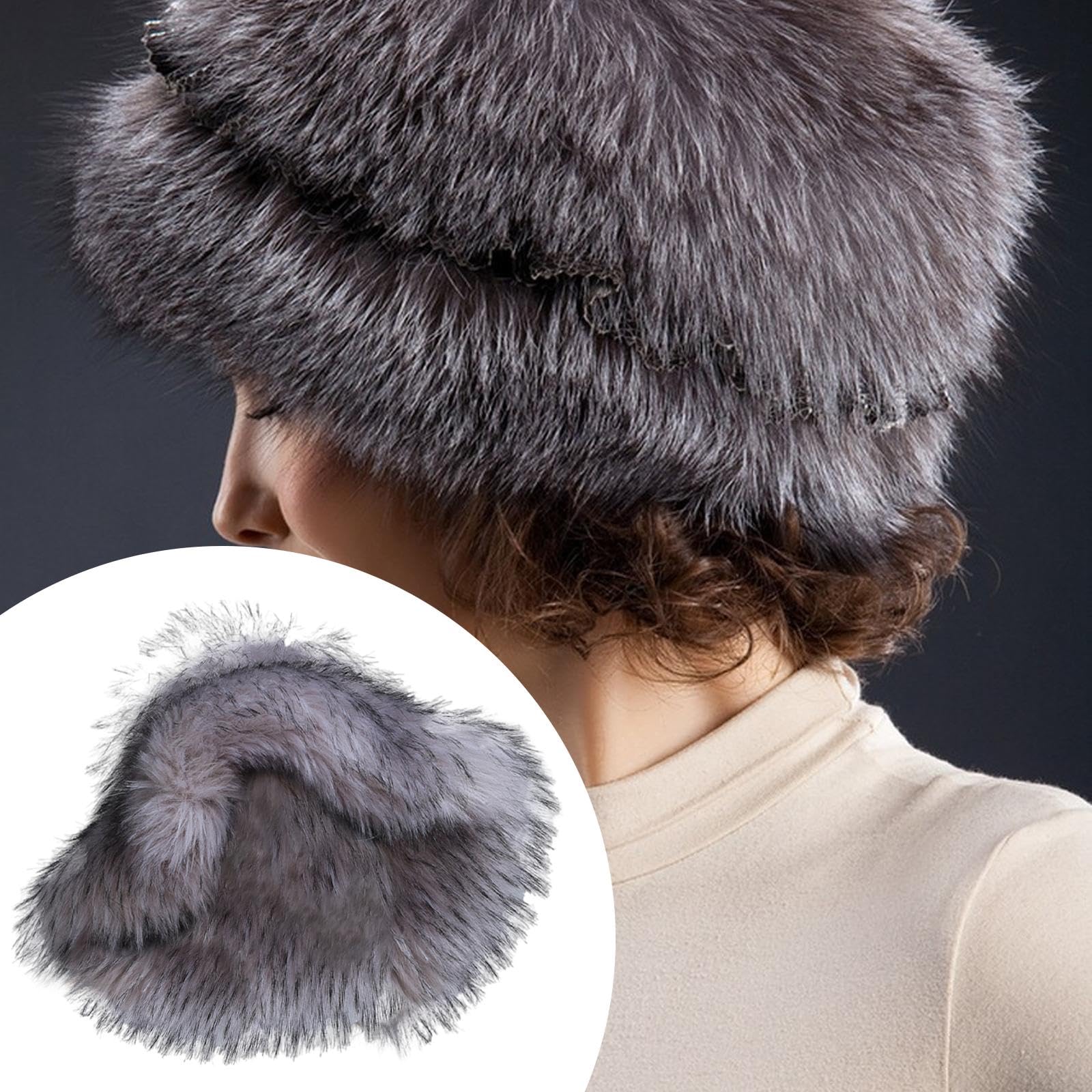 Cappello Invernale Donna Secchiello Pelliccia Sintetica Morbida Accessorio Testa Caldo Tendenza Moda Adatto per Eventi Sociali Viaggi Look Casual, Stile D
