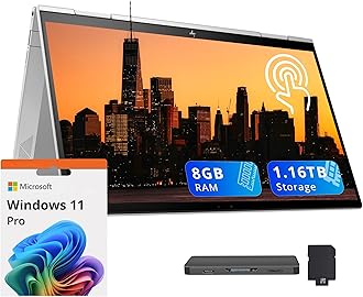 HP Envy x360 2-in-1 13.3" FHD Touch Laptop, Intel i7-1195G7, 8GB RAM, 1.16TB Storage (1TB SSD+160GB Docking Station Set), Iris Xe Graphics, Backlit Keyboard, Fingerprint, Wi-Fi 6, Win 11 Pro, Silver