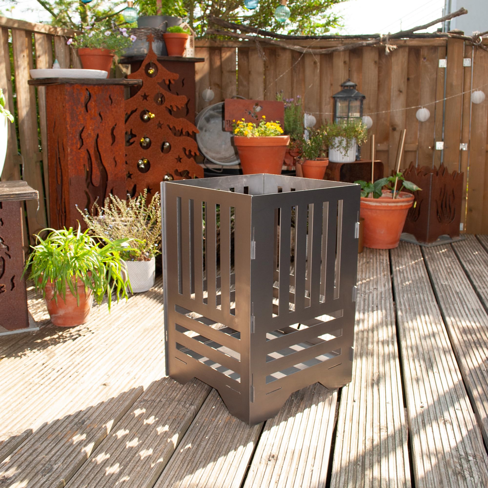 EXTRAVAGANT® Feuertonne Feuerstelle Feuerkorb Feuersäule für den Garten Terrasse Stahl Rostoptik Unikat Edelrost Geschenk Modern