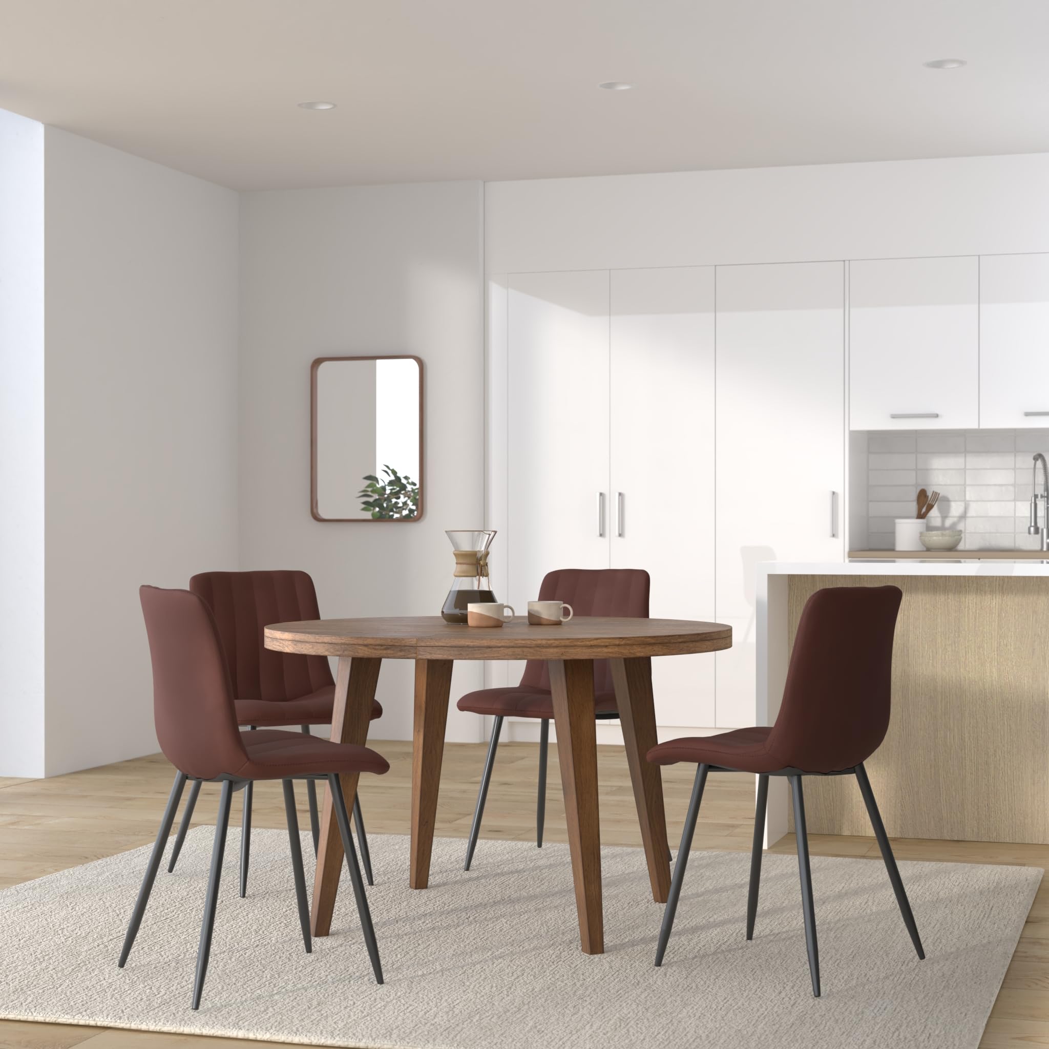 CLP Esszimmerstuhl gepolstert Dijon, mit Ziernähten & Bodenschonern, bequemer Polsterstuhl für Esszimmer & Küche, belastbar bis 150 kg Farbe braun Material Samt