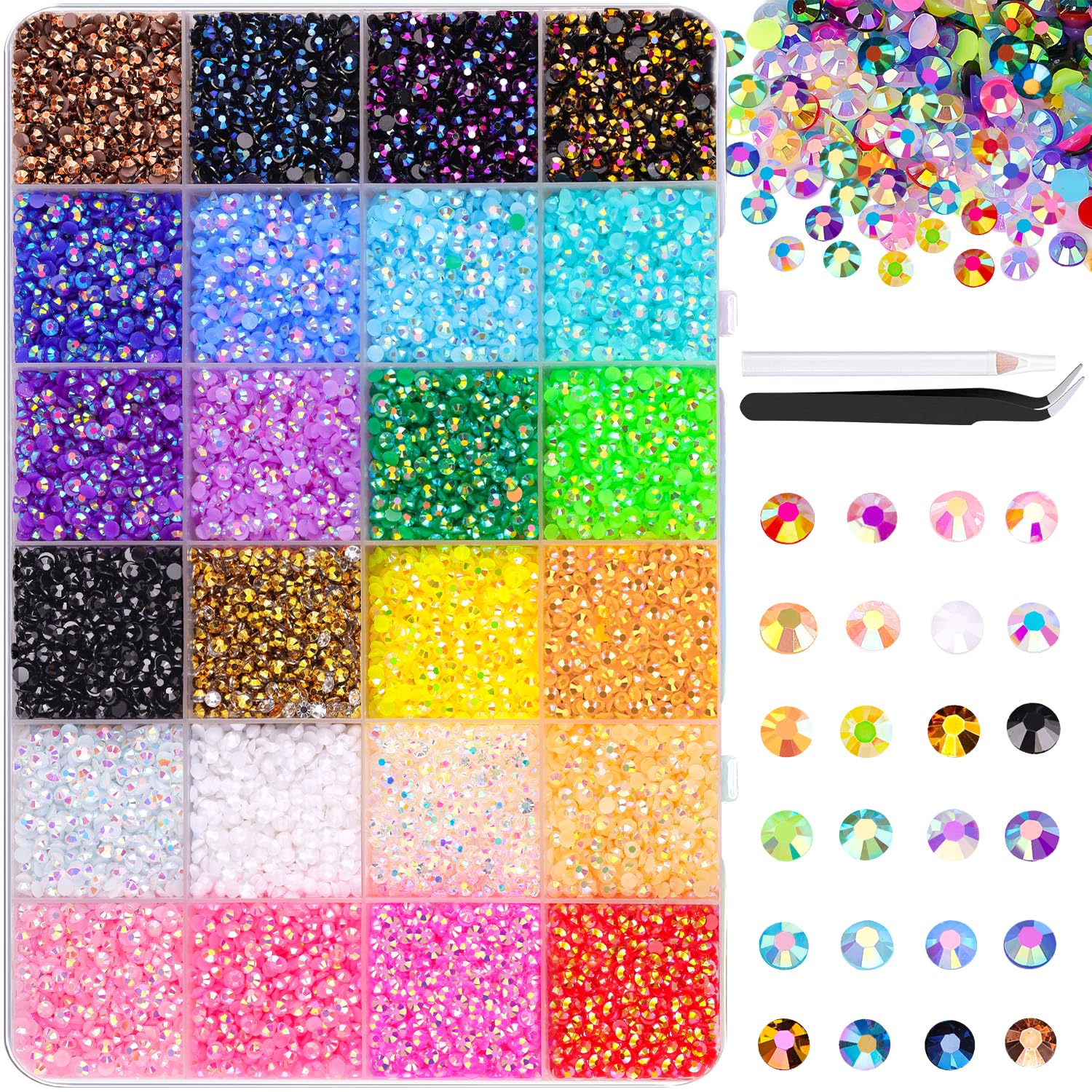 20000Pcs Blue Rhinestones for Bedazzling with B7000 Jewelry Glue, Resin Rhinestones for Crafting Crafts DIY, Bedazzler Kit Gems for Clothing Shoes Tumblers Fabric Nail Art Assorted Size 3/4/5/6mm — view 16