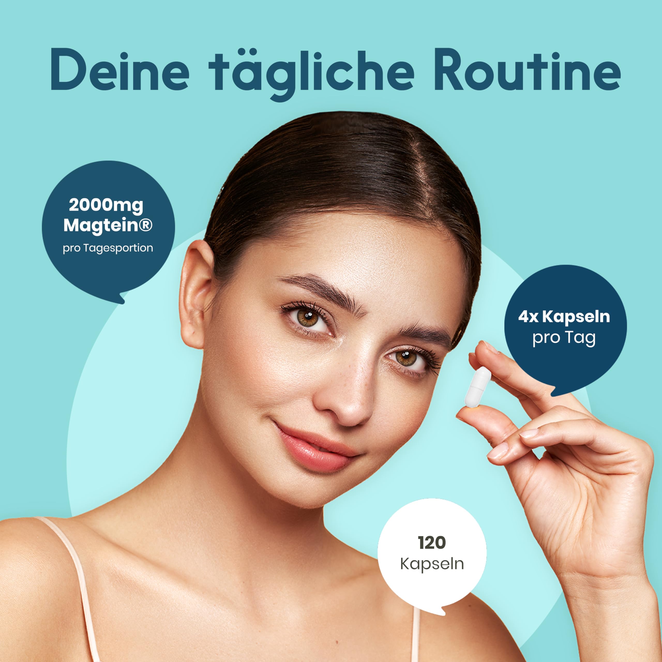 Magtein® Magnesium L-Threonate - 120 Kapseln mit 2000 mg täglich - L-Threonat - Magnesium Threonate - Laborgeprüft, vegan & produziert in Deutschland - Verpackung kann variieren