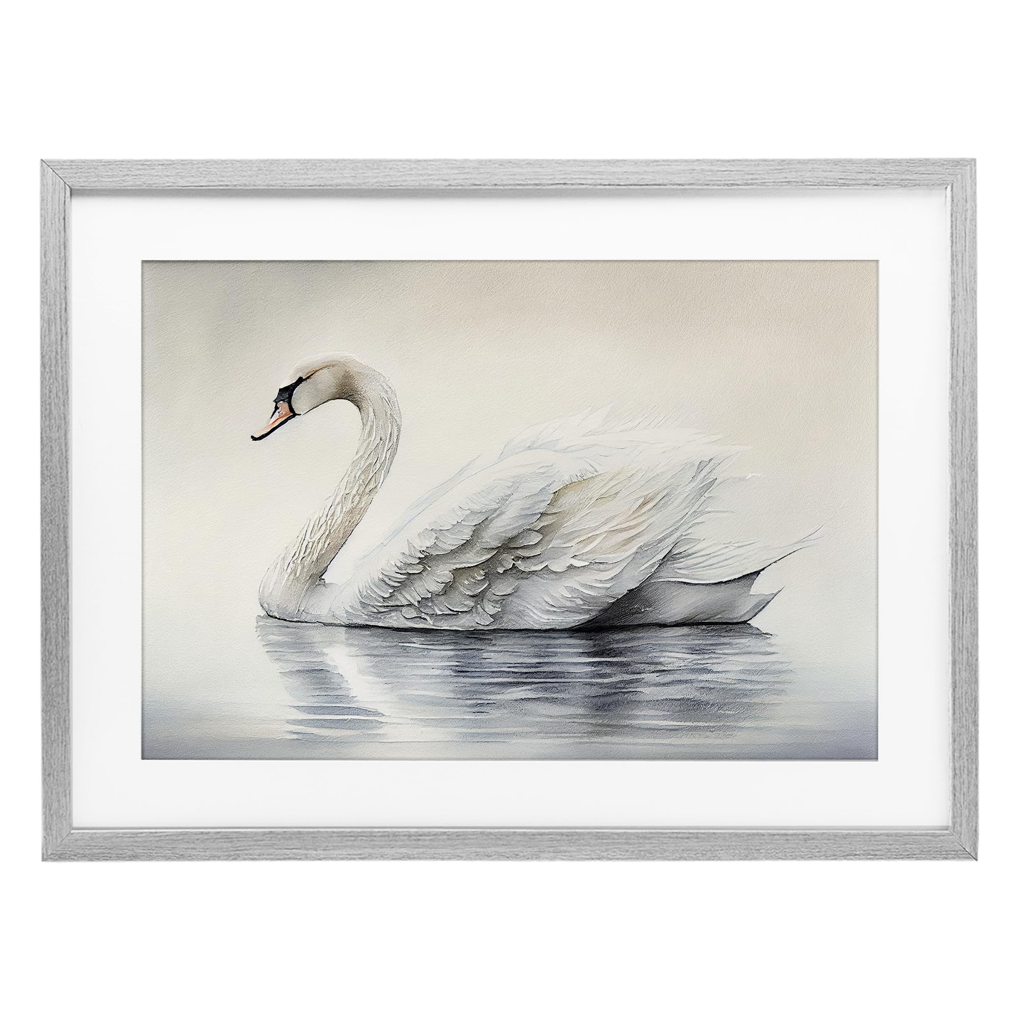 Stupell Industries Elegant Floating Swan White Framed Print Under Glass, design by Sasha, 17 x 23
