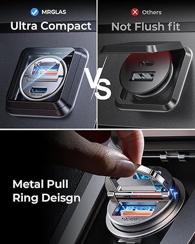 Miniatura 4 de 90W USB-C Car ChargerSuper Mini Metal USB C Car Charger Fast Charging Adapter PDQC30 Dual Port MRGLAS Type C Car Cigarette Lighter USB Charger