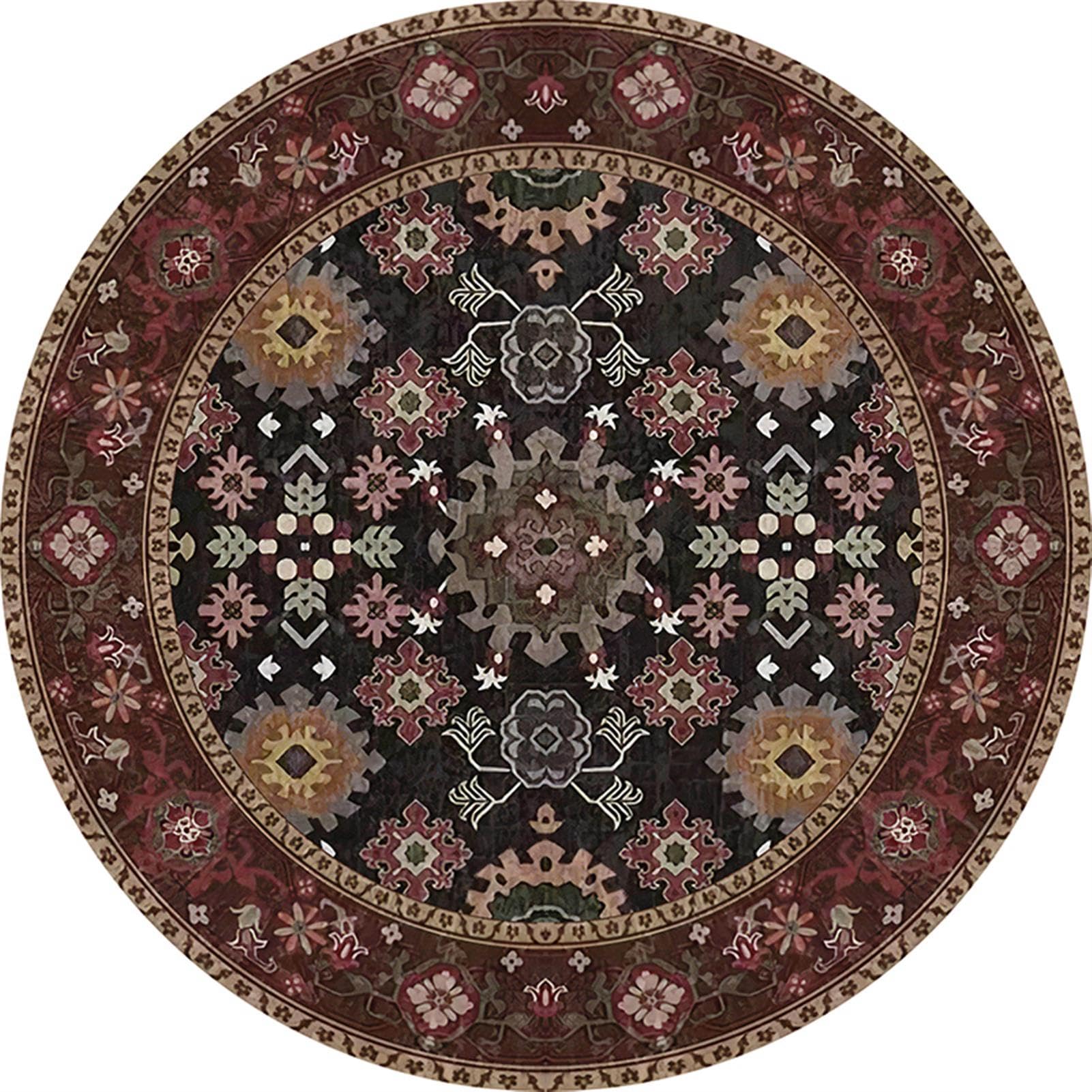 Tapis rond salon anti-glisse pour sol froid de chambre