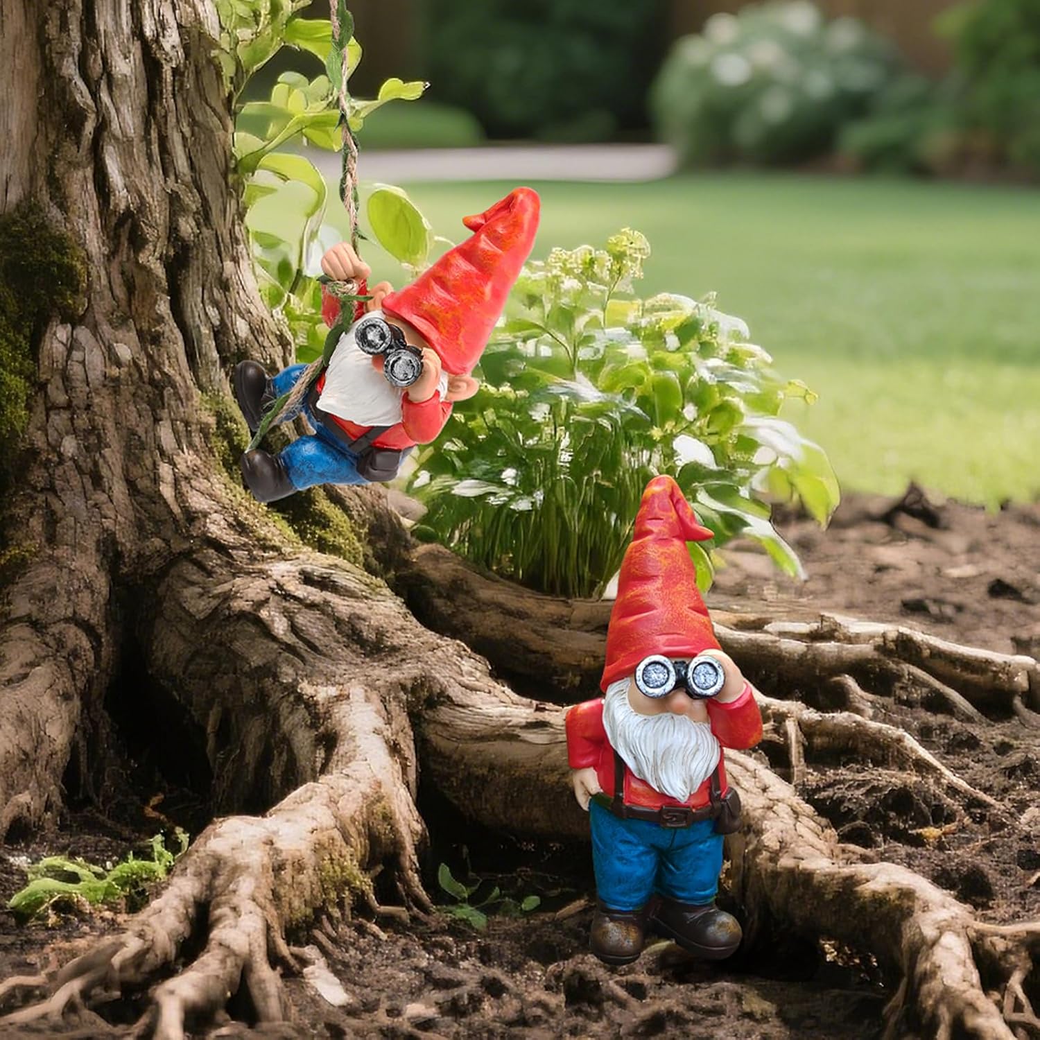 Hanging Gnome Garden Statue Funny Climbing Gnomes with Telescope Tree Hugger for Outdoor Lawn Home Patio Yard Art Decoration Christmas Birthday Gifts for Mom Women - Image 8