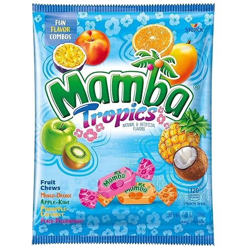 Miniatura 4 de Mamba Candy Tropics - Juego de regalo surtido de sabores masticables de frutas, caramelos masticables envueltos individualmente, bolsas surtidas de