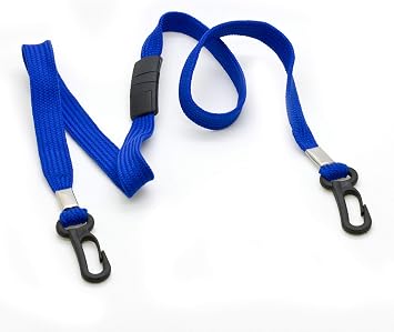 2 Pack Face Mask Lanyards for Kids Adults, Breakaway Lanyard with Safety Breakaway Clasp, Mask Holder 24" Length with Clips for School Office Blue
