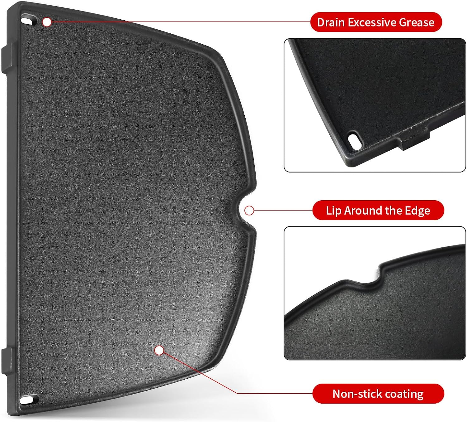 GGC 6558 Griddle for Weber Q100 Q120 Q1000 Q1200 Series Grills, Cast Iron Grill Parts for Weber Q100 Grills, 12.6" x 8.6" Cooking Griddle for Webbr Baby Q