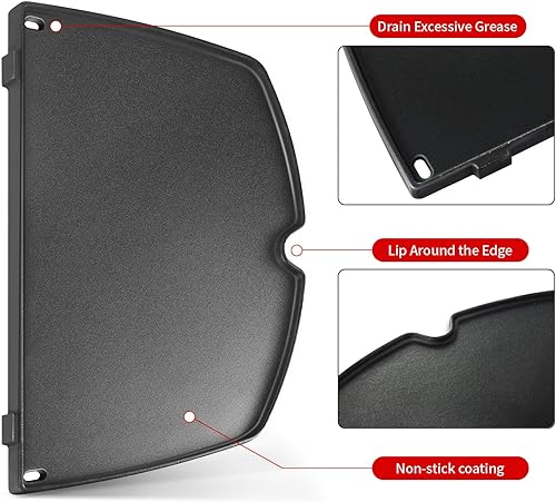 Miniatura 5 de GGC Plancha de hierro fundido para parrillas Weber 6558 Q100 Q120 Q1000 Q1200 Q100 Q1000 Series Grills (12.6 x 8.6 x 0.5 pulgadas)