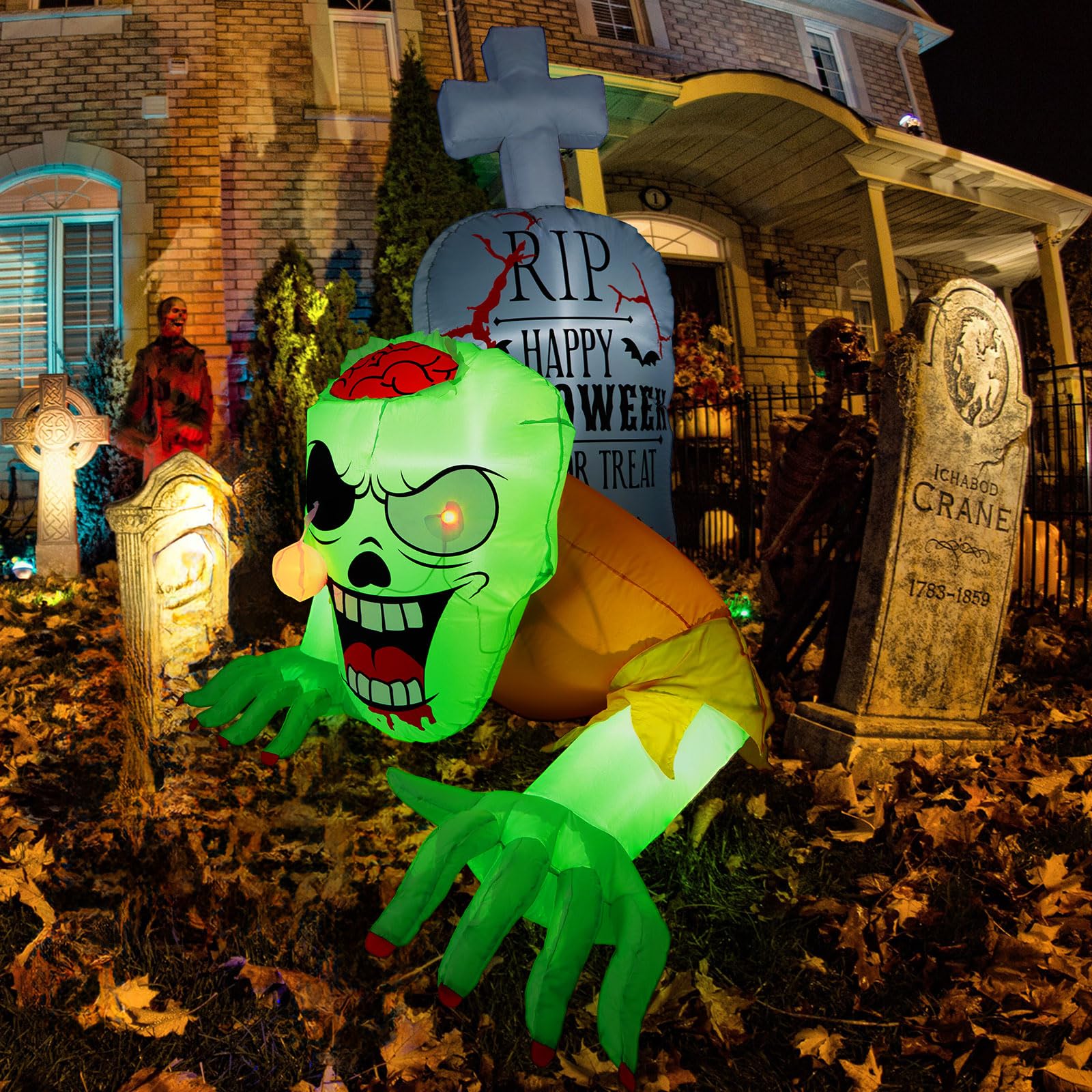 CAMULAND Fantasma Verde Rastrero Inflable 5.7 Pies para Halloween