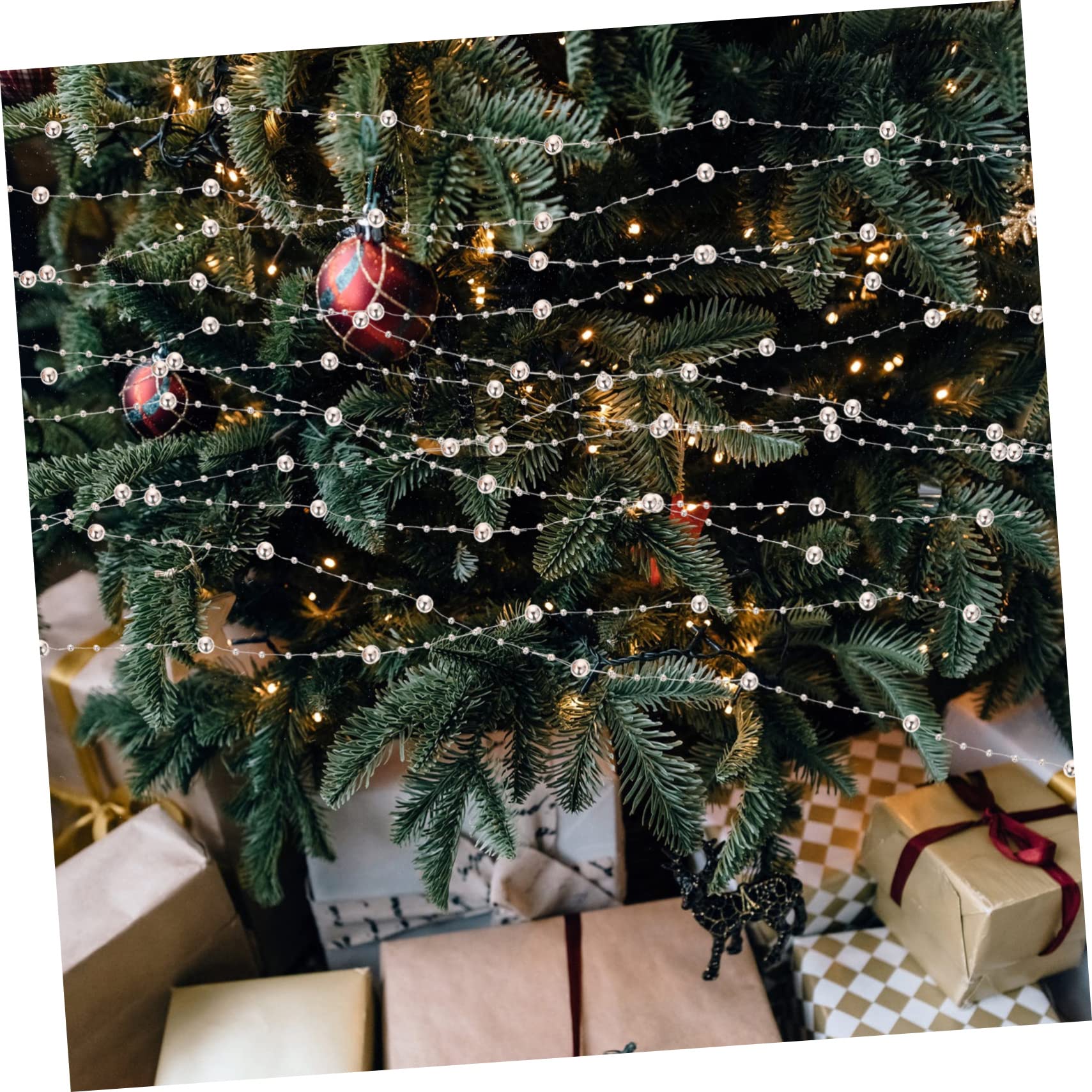 Abaodam 3rollen Dekorative Perlenkette Für Weihnachten Elektropolierte Schmuckperlen Roségold Für -projekte Für Hochzeiten Bastelarbeiten Und Festliche Dekorationen