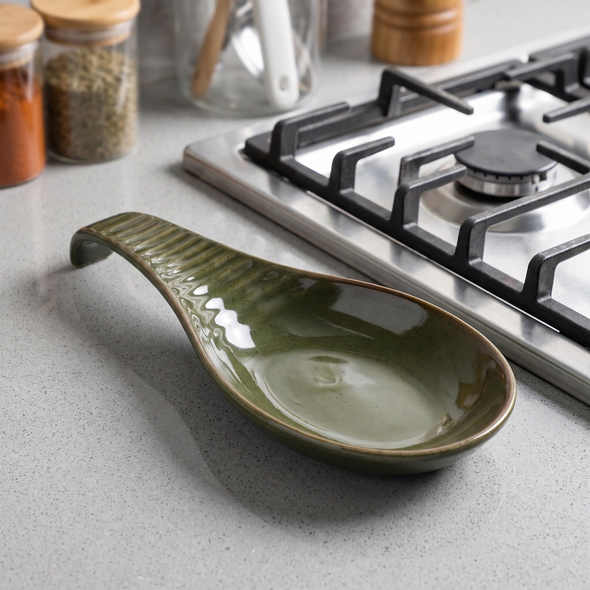 OSALADI Ceramiczny uchwyt na chochlę do blatu, żaroodporna podstawka pod