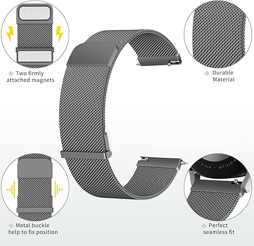 Miniatura 2 de Meliya Correas de reloj de metal, correa de reloj de liberación rápida de 0.787 pulgadas y 0.866 pulgadas, correa de repuesto de malla de acero