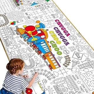 Train Giant Coloring Poster Train Large Versatile Activity Drawing Paper Coloring Tablecloth DIY Trains Theme Game Poster Table Cover Children Art Crafts Coloring Mat Home Classroom Party Suppiles