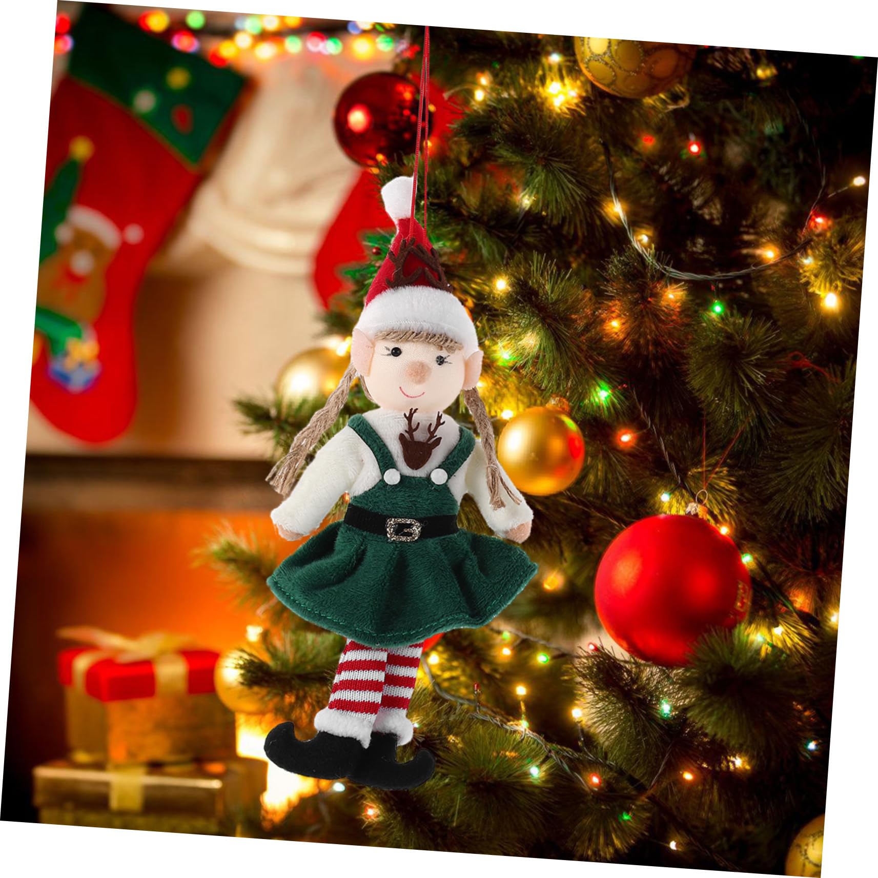 ABOOFAN 6 Piezas Decoración De De Ángel Adorno De Árbol De De Navidad Adornos Colgantes para Arbol De Navidad Estatuilla De De Peluche Estatua De Duende Navideño Paño Verde