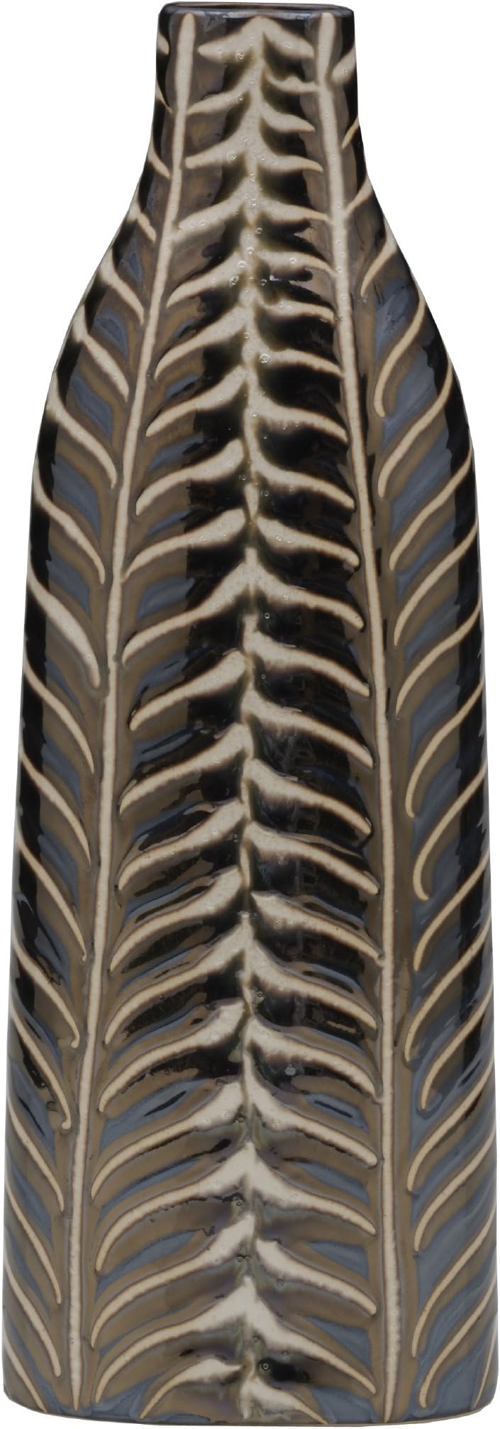 Bronze Leafy Ceramic Vase, 14-Inch