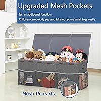 Vista 2 de Caja de juguetes extra grande con bolsillos de malla, organizador de almacenamiento de juguetes para niños, caja para hornear, organizadores