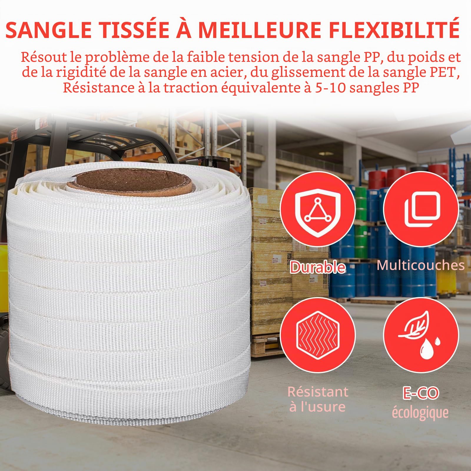 Outil De Cerclage Manuel, DéVidoir De Ruban AdhéSif Ruban De Cerclage Pour Emballage (100 M De Ruban De Cerclage De 19 Mm 100 Boutons PhosphatéS De 19 Mm 20 Coins D'Emballage De 32 Mm 1 Tendeur)