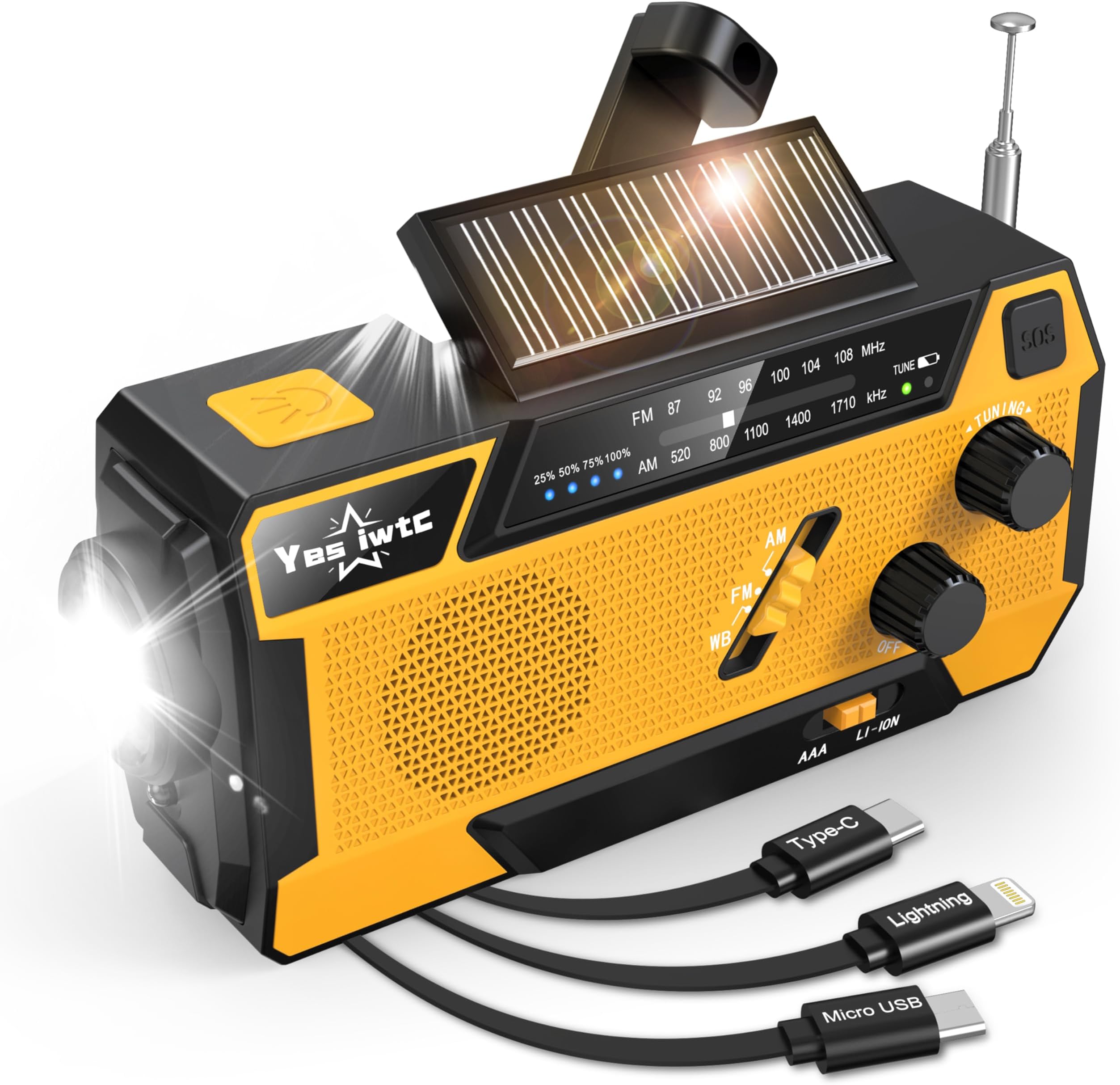 2021 Emergency Solar Weather Radio Hurricane Supplies Hand Crank Self Powered Am Fm Wb Noaa Survival Radios Earthquake Kit With 2000mah Power Bank Battery Indicator Flashlight For Smart Phone Orange - View #7