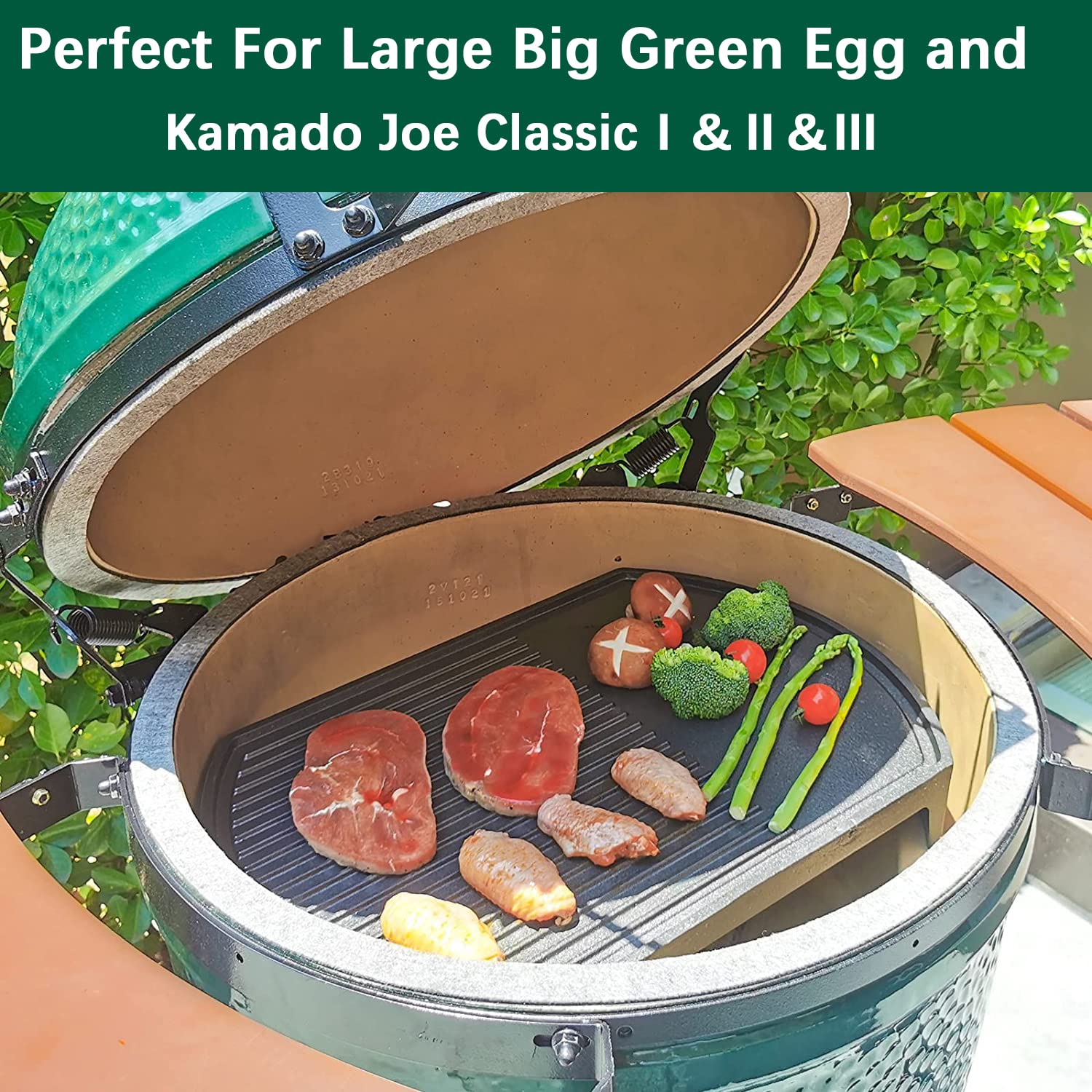 Cast Iron Heat Deflector Plate Setter & Pizza Stone For Large Big Green Egg, Kamado Joe 18" Grills