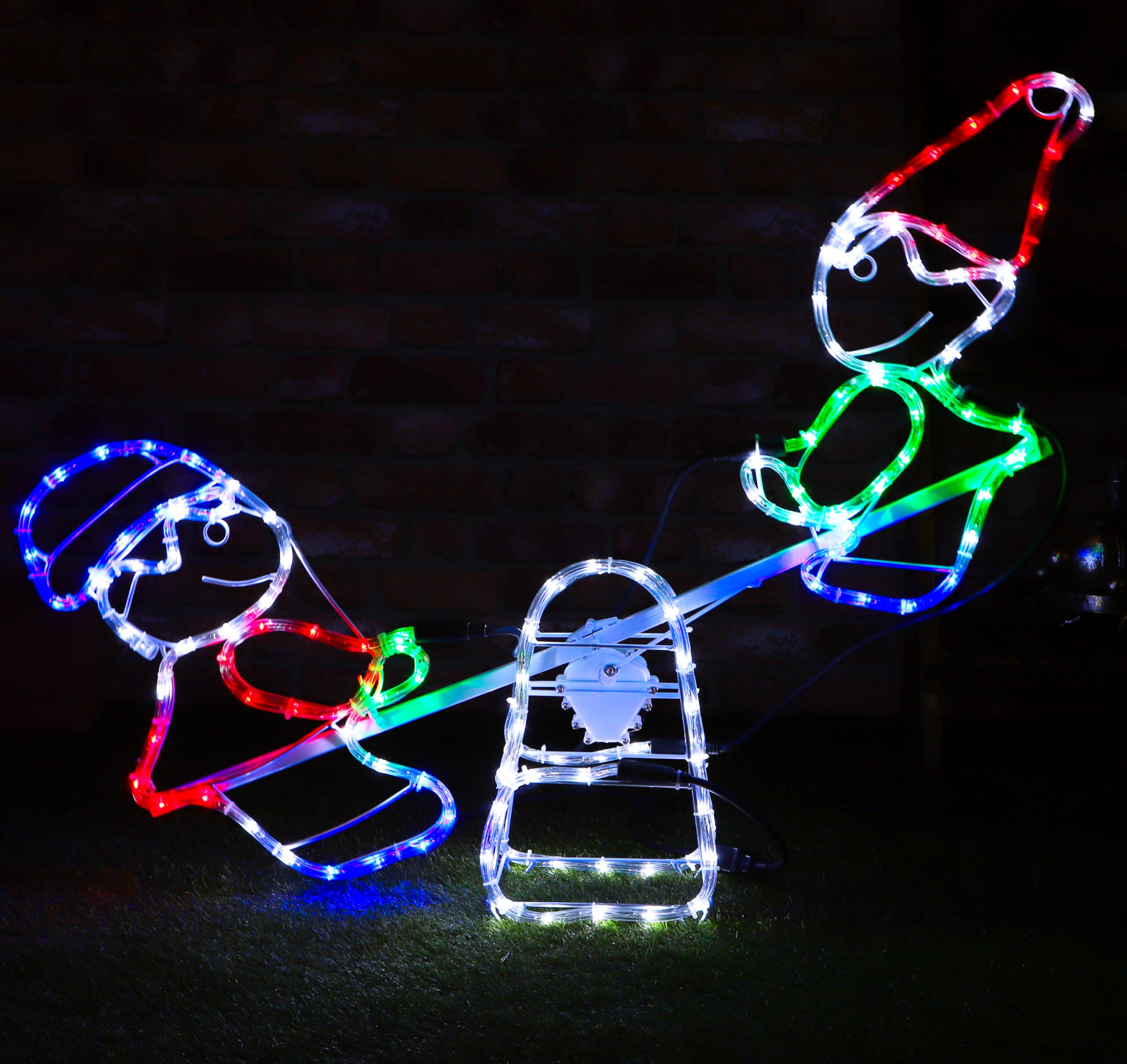 Christmas Concepts Multicolored Christmas Concepts® Rope Light Snowman And Elf Animated Seesaw - Christmas Decorations - 80Cm X 12Cm X 63Cm …