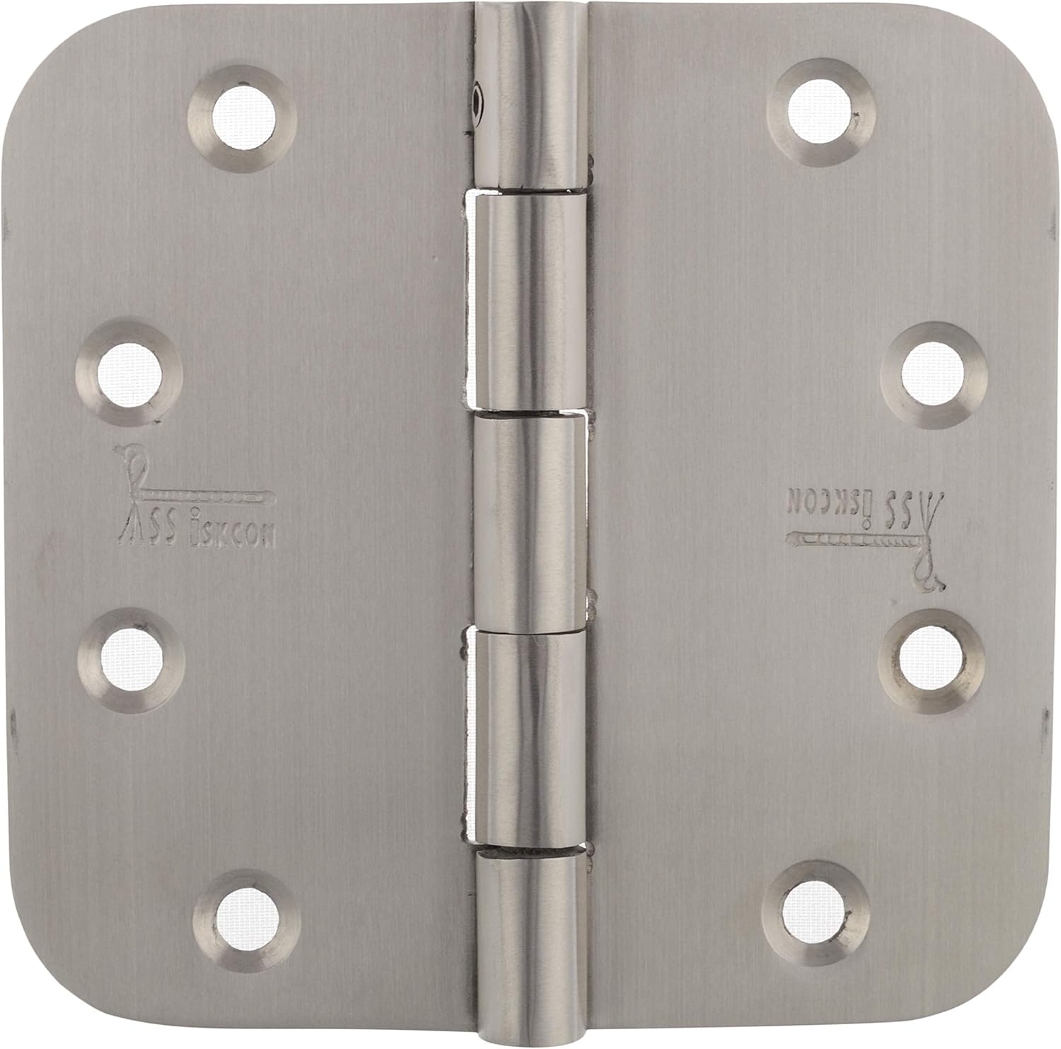 ssiskcon 4 inch x 4 in Stainless Steel Heavy Duty Shed Door Hinges Satin Finish Hgs-404025-Sb-32D, 5/8 Radius(3 Pcs. Hinge with 24 Pcs. Screws) Security Pin - Pack of 2