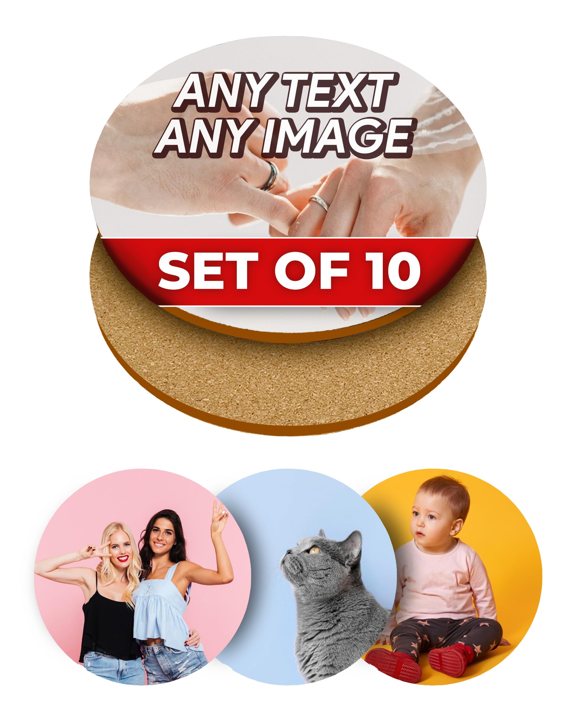 PERSONALISED GLOSSY Finish ROUND Coasters Any Photo Custom Kitchen Decorative Gift Idea Coaster Set Housewarming (10)