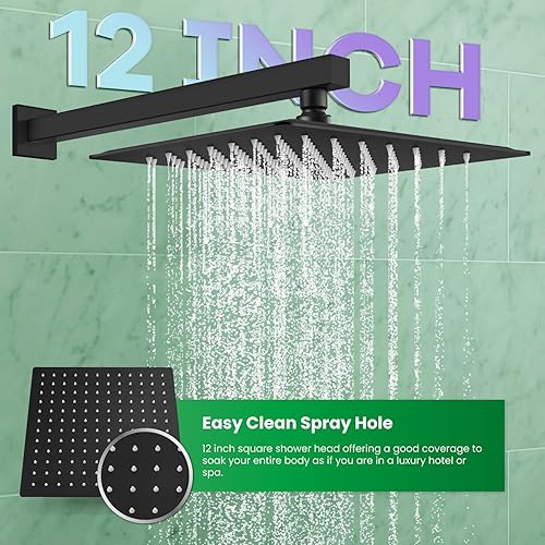 Miniatura 82 de gotonovo - Sistema de ducha de lluvia de 10 pulgadas de níquel cepillado de lujo, cabezal de ducha de alta presión, juego de grifo de ducha de mano