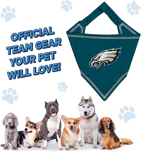 Miniatura 7 de Pets First NFL Philadelphia Eagles TIE - Bandana grande y extra grande. Bandana para perro, babero, para mascotas, gatos, perros, la mejor bandana