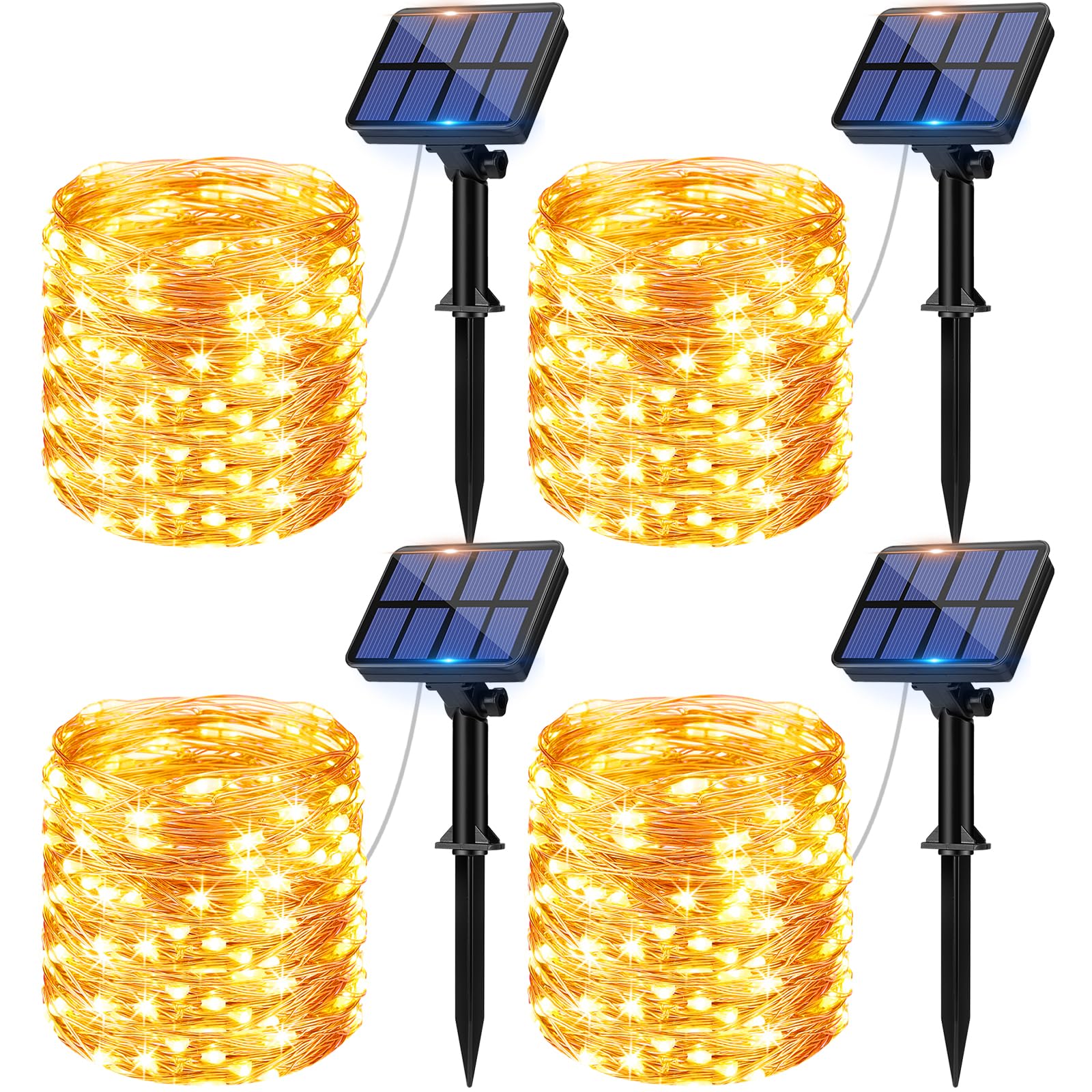 litogo Guirnaldas Luces Exterior Solar [4 Pack] Luces Led Solares Exteriores Jardin 12m 120 LED 8 Modos Cadena de Luces Decoracion para Arbol Fiestas Bodas Patio Festivales Halloween Navidad
