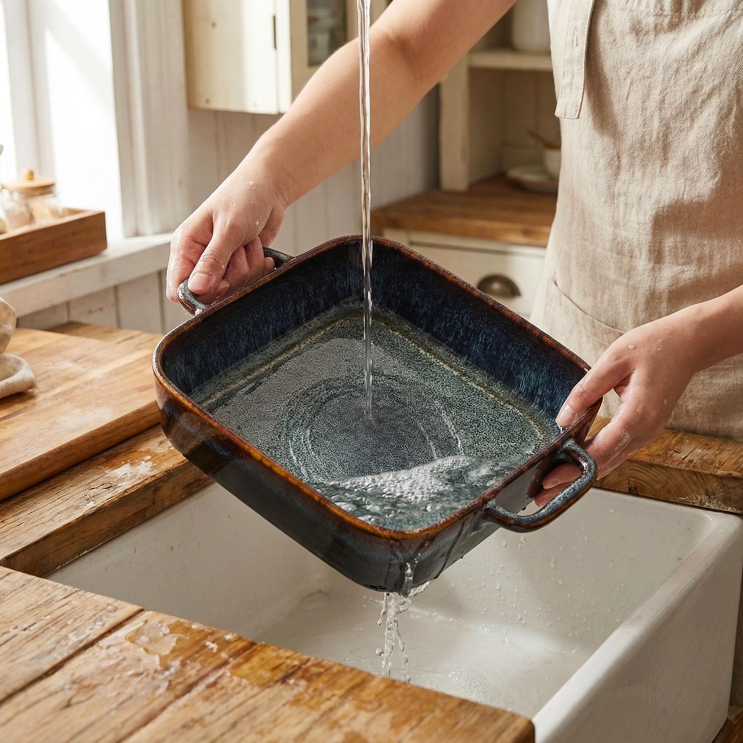 Porcelanowe naczynia do zapiekania – naczynie do pieczenia do piekarnika, ceramiczne patelnie do lasagne 2,7 QT, bezpieczne do piekarnika, do gotowania w kuchni, ciasta, bankietu i kolacji,
