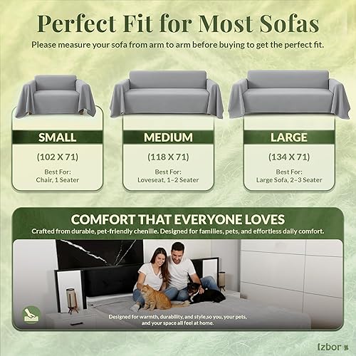 Miniatura 3 de Izbor Funda de sofá antiarañazos para mascotas y niños, duradera, impermeable, resistente al agua, antideslizante, protector de muebles de perro,