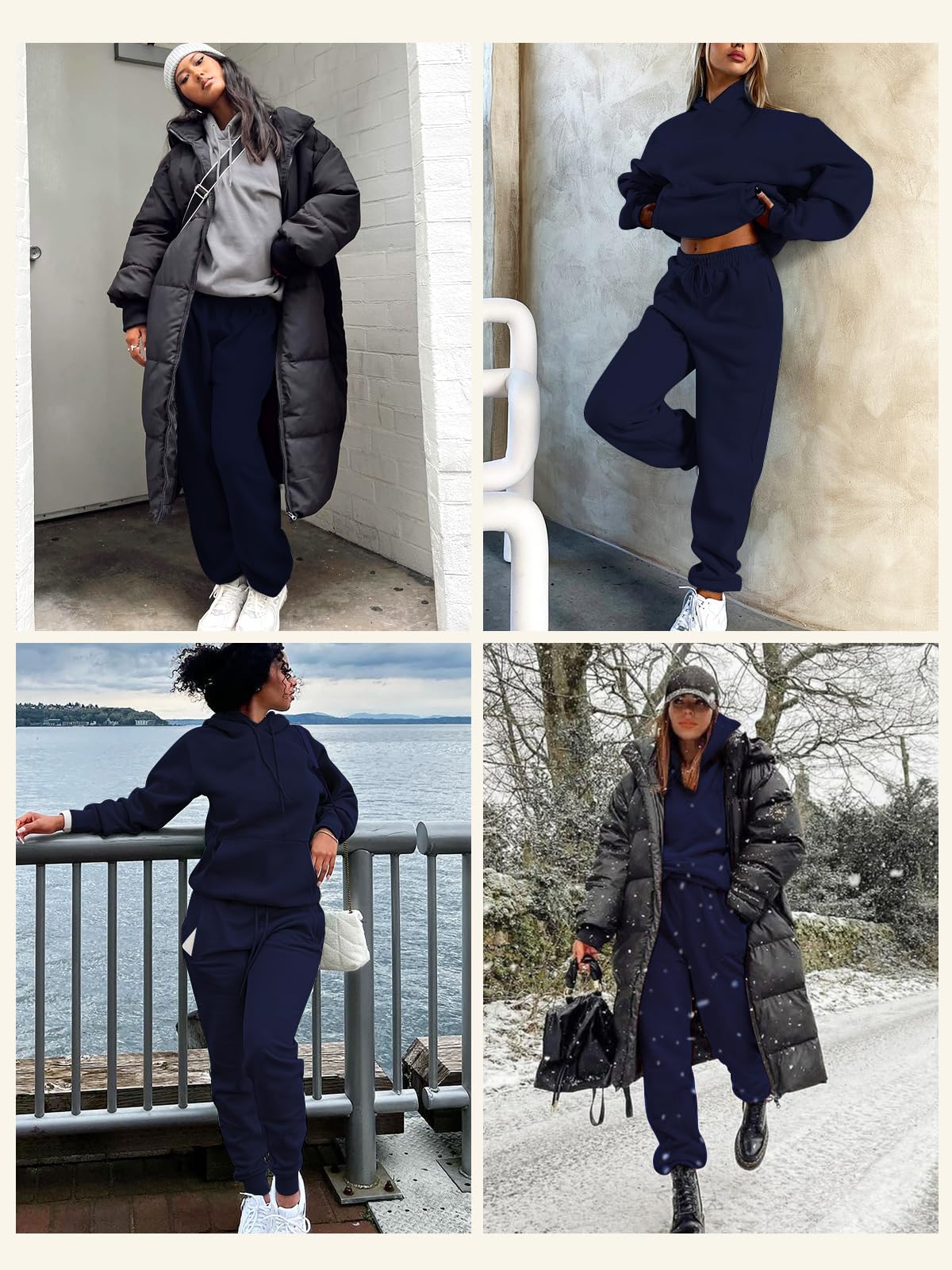 EBANKU Pantalon de survêtement doublé Sherpa pour Femme Pantalon de Jogging Thermique doublé en Polaire avec Poches - Bas épais et Chaud pour l'hiver Survêtement pour Loisirs Gym et Jogging