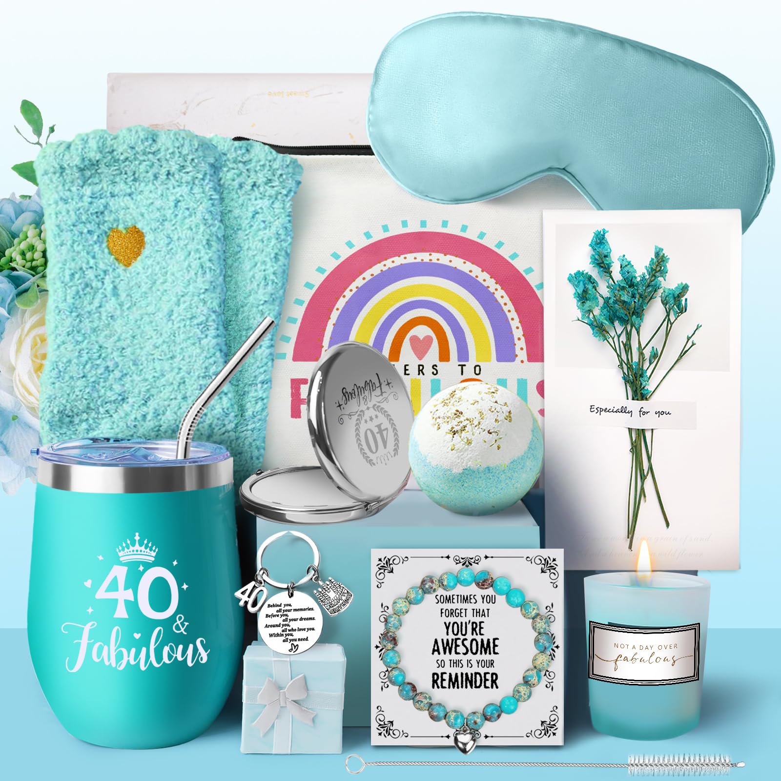 Set regalo per il 40° compleanno per donne, 40 anni, cesto regalo di buon compleanno, cestino regalo per lei, donne, migliori amici, sorelle, figlia, femmina, signore nate nel 1985