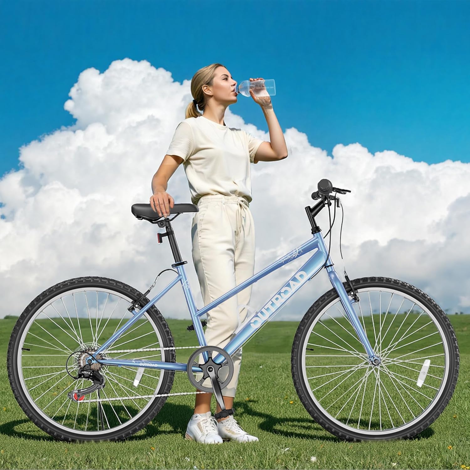 Cruiser Bike, 26 Inch Bike for Women and Men, 7-Speed Beach Cruiser Bicycle, Linear Pull Brakes, Comfortable Padded Seat, Upright Riding Position, Adult Bicycle