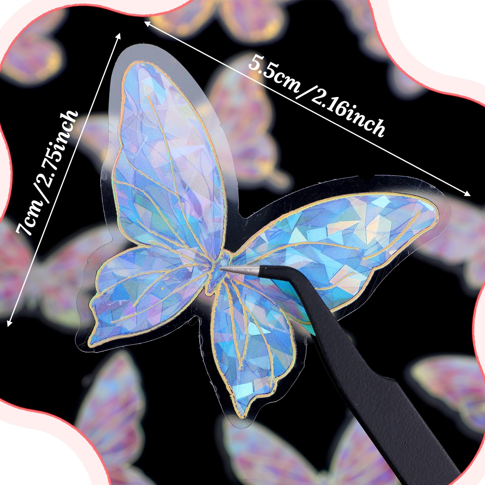 80pcs 3D Holographic Butterfly Stickers Self-Adhesive PVC Butterfly Stickers Decals for Junk Journal Bullet Scrapbook Journals Planners Laptops Paper Crafts - Image 2