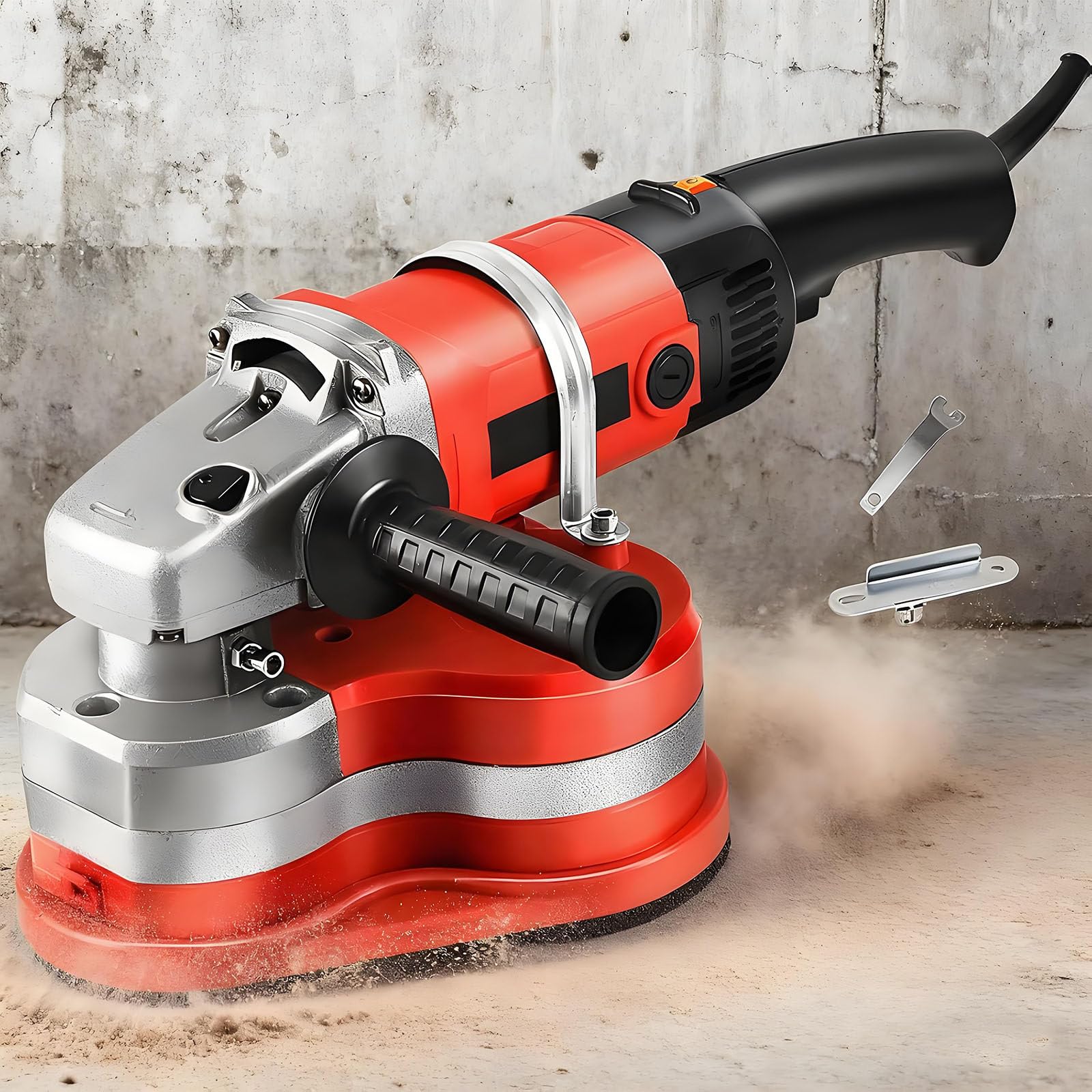 Drmoxin 3-Head Concrete Grinder Set Concrete Floor Grinder 2800RPM Concrete S urface Planer, Electric Diamond Polisher Machine with 6 Speed Control & Dust Extraction Shroud Standard