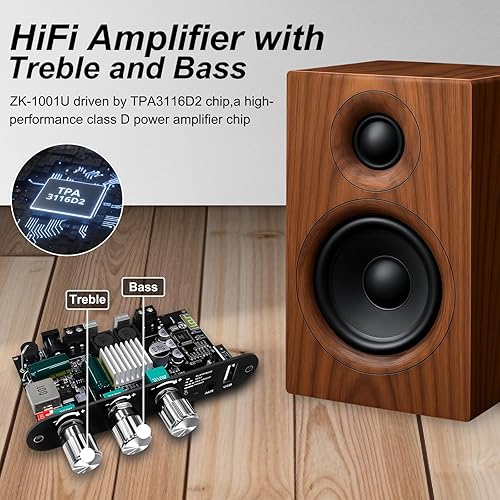 Miniatura 5 de ZK-1001U Bluetooth 5.3 Mono Amplificador Board con TWS, salida de potencia de 100 W, mini amplificador de audio para vehículo/hogar/exterior