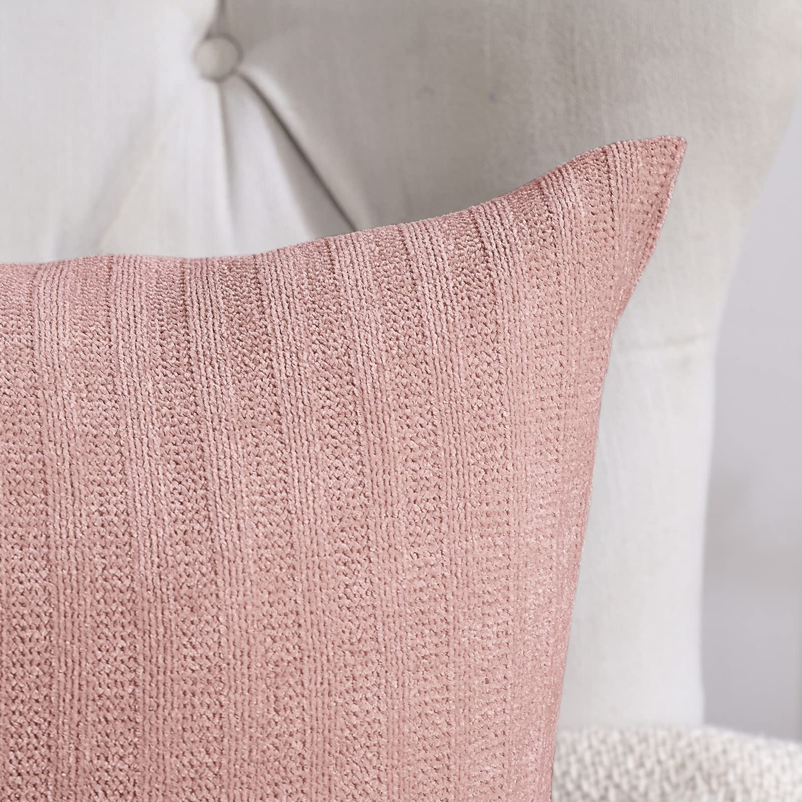 Pleasant Boulevard | Fundas de almohada de chenilla de 20 x 20 pulgadas, cojín decorativo suave y acogedor para el hogar, dormitorio, sala de estar, cama, sofá silla (rosa, 2 unidades)