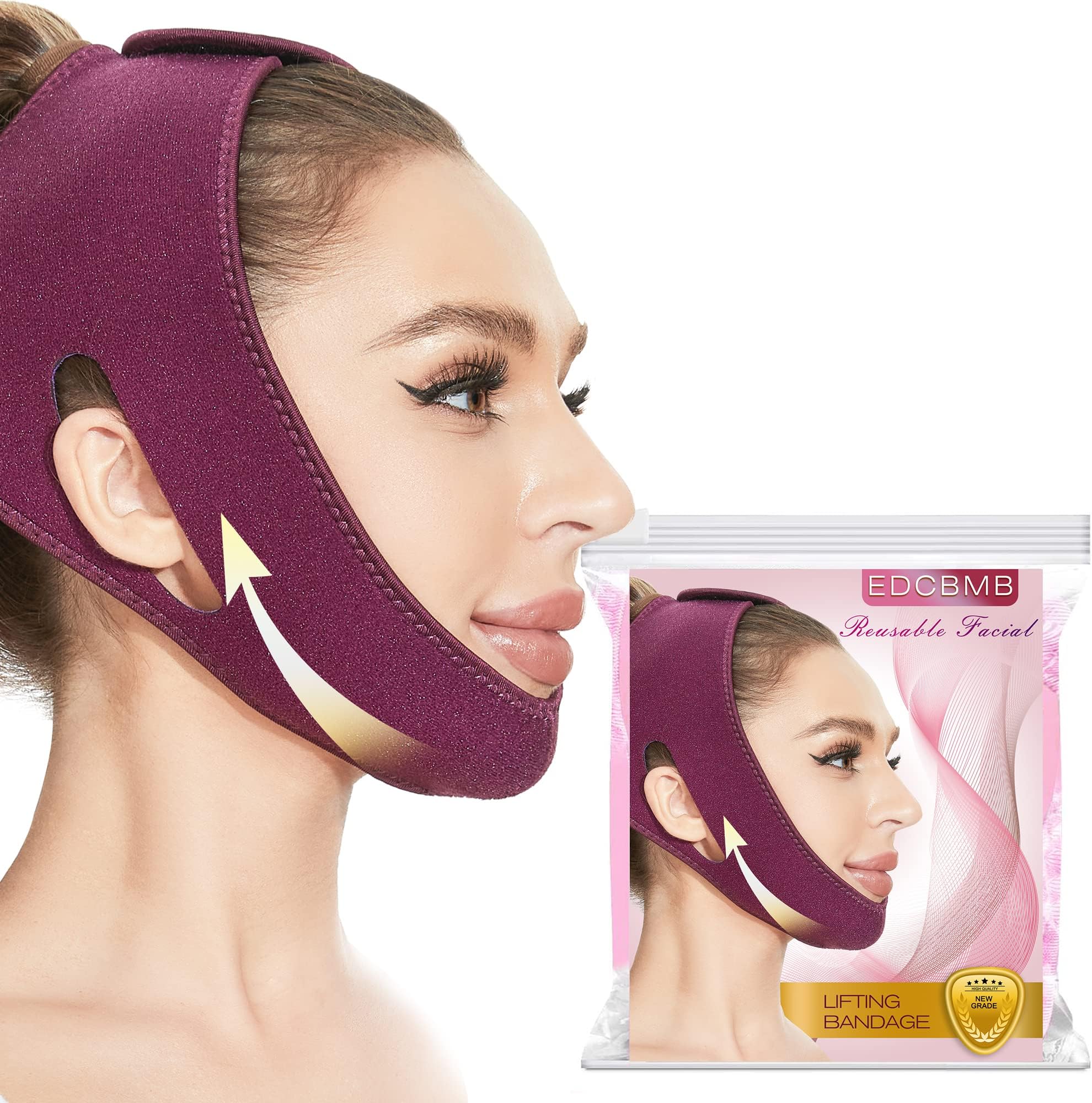 EDCBMB Double Chin Reducer ，V line Lifting Mask，Face Slimming Strap ，V Shaped Belt Facial for Women and Men，Reusable