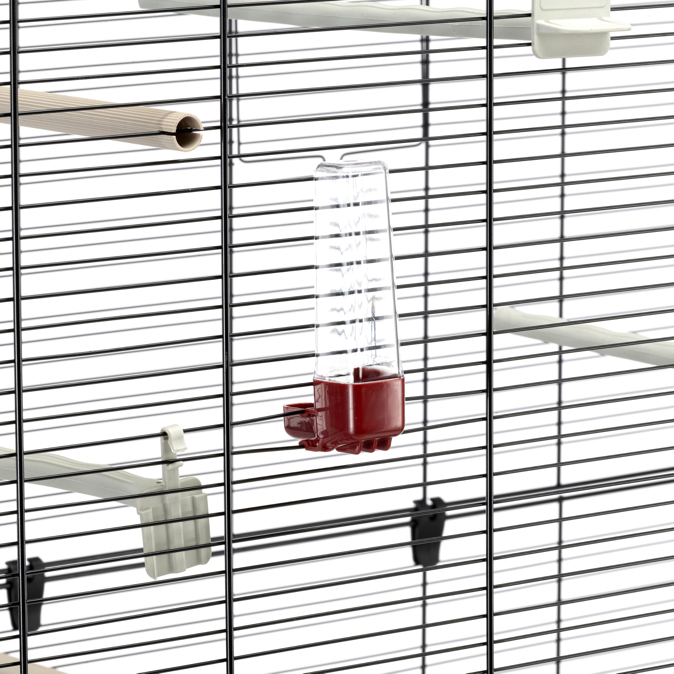 Ferplast Vogelkäfig Vogelvoliere Wellensittich Käfig Exotenkäfig, inkl. Stand mit Rädern, Vogel-Futternapf, Vogel-Sitzstangen, Schwarz, 100 x 53 x h172 cm