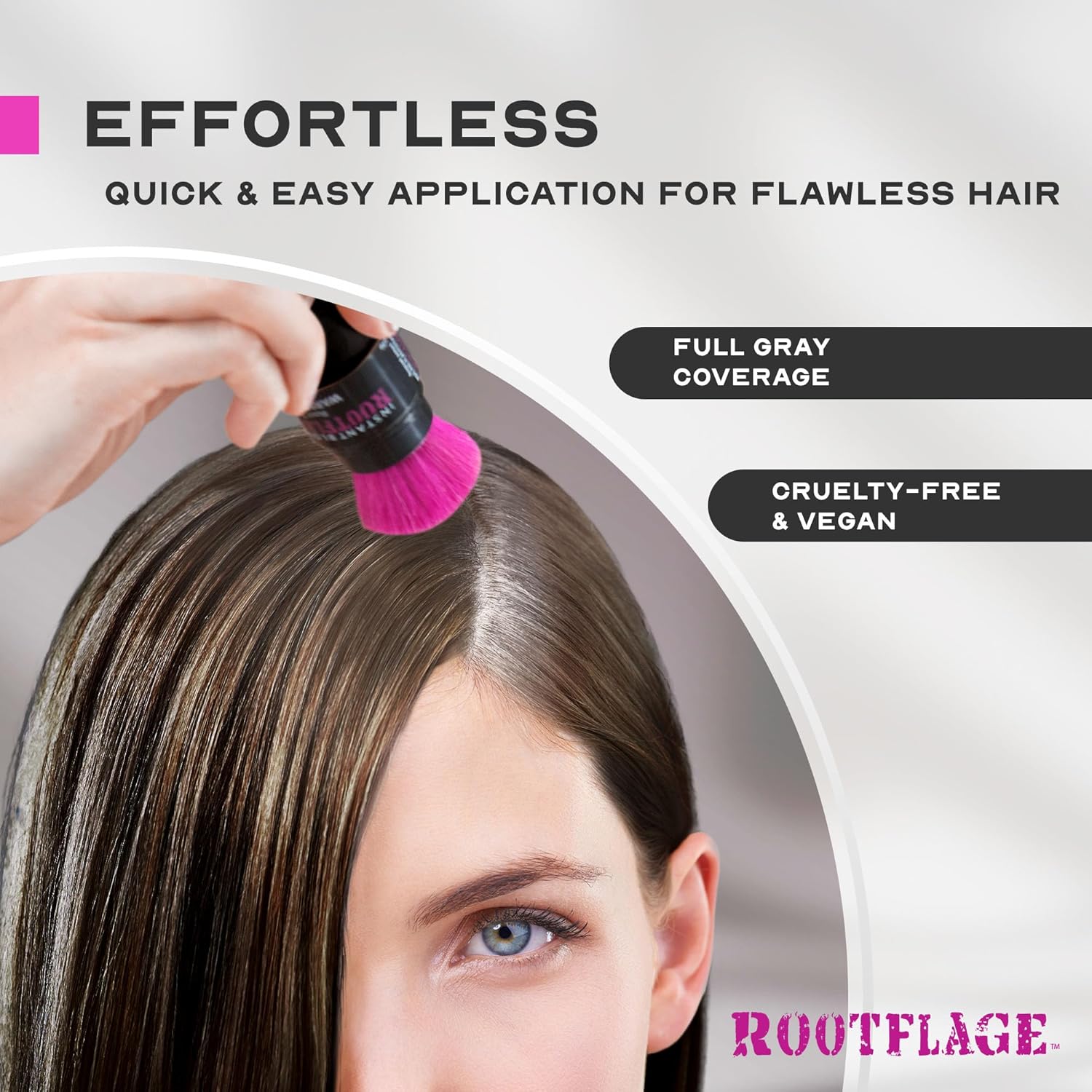 Rootflage Root Touch Up Hair Powder - Temporary Hair Color, Gray Coverage, Root Concealer, Thinning Hair Filler, Dry Shampoo, Eyebrow Filler (09 Brown Black) .31 oz