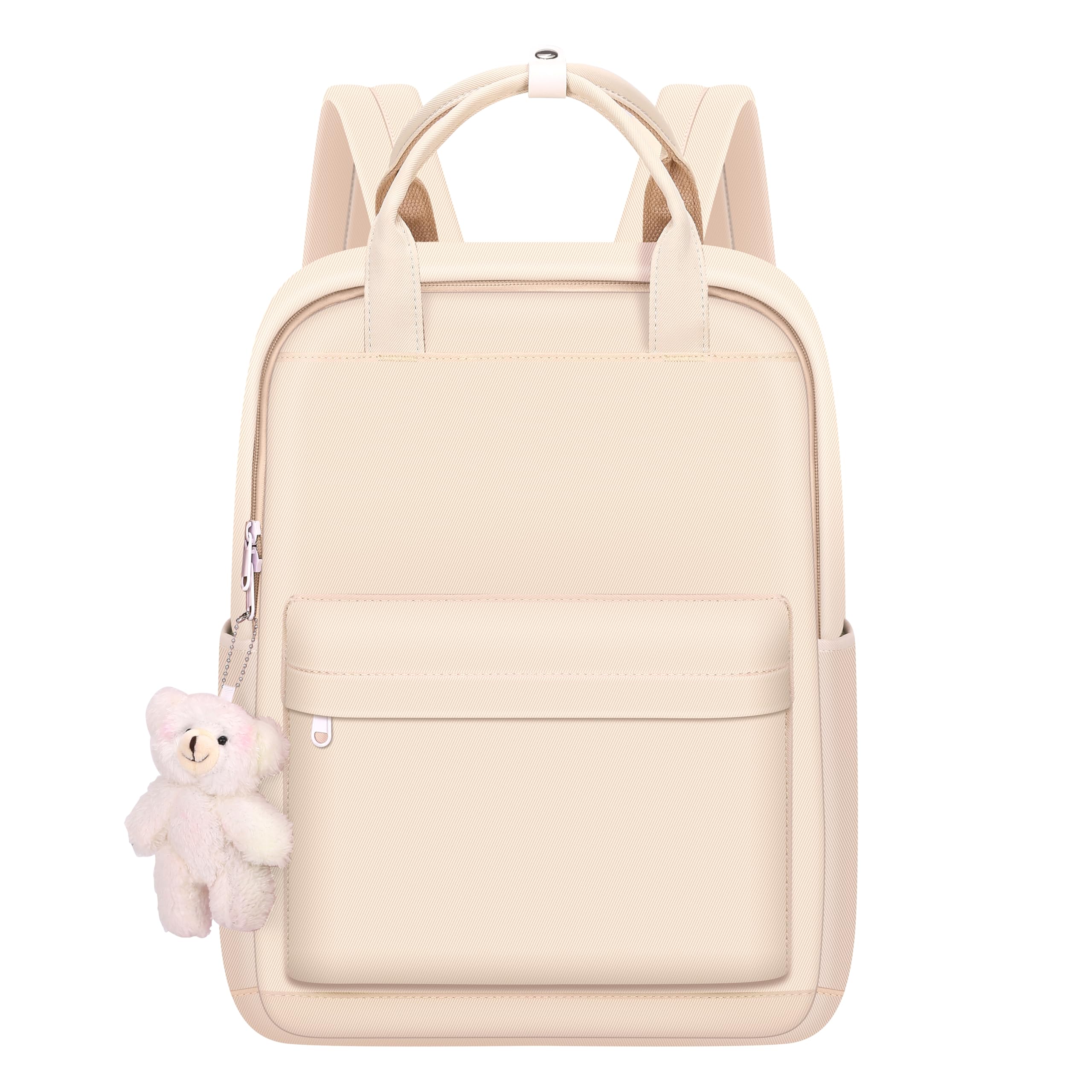FABLUNE Backpack Casual Cute Lightweight Daypack Water Resistant College Kawaii Backpack for Teen Girls(BP23ST1-white)