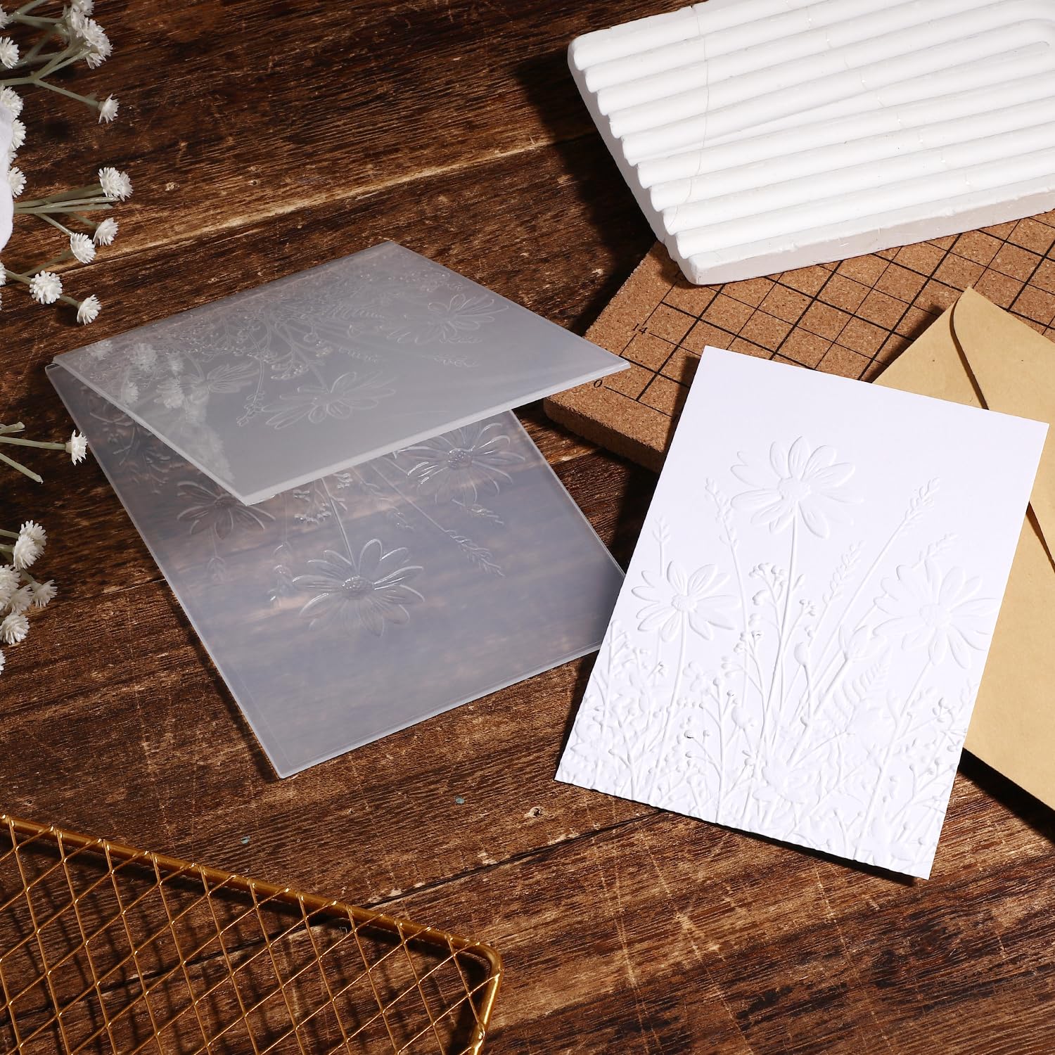 Cartella Per Goffratura 3D Con Foglie E Fiori - 12,7x17,78 Cm Per Scrapbooking E Biglietti Fai Da Te