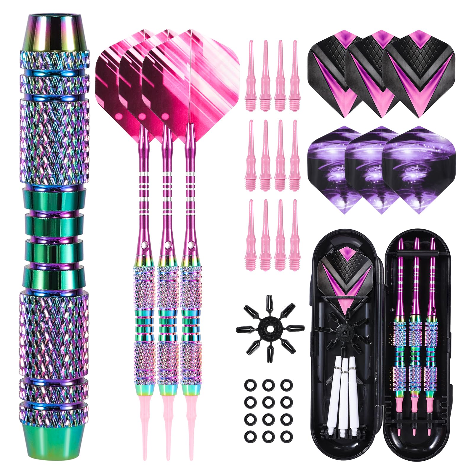 WinRoot 3 fléchettes 18g Fléchettes Pointe Molle Professionnelles avec Barils en Cuivre et Aluminium, Ailettes Pet, Protecteurs d'Ailettes, Pointes Plastique, Étui de Rangement Inclus