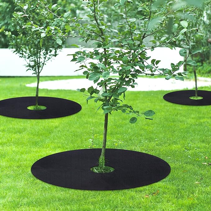 Made of non-woven material, these tree mulch rings are durable and long-lasting, providing effective weed control and protection for tree roots. The 32.3-inch diameter is suitable for most young trees and can be easily trimmed to fit smaller sizes. The thickness of the mat helps to insulate the soil, maintaining a consistent temperature and promoting healthy tree growth.