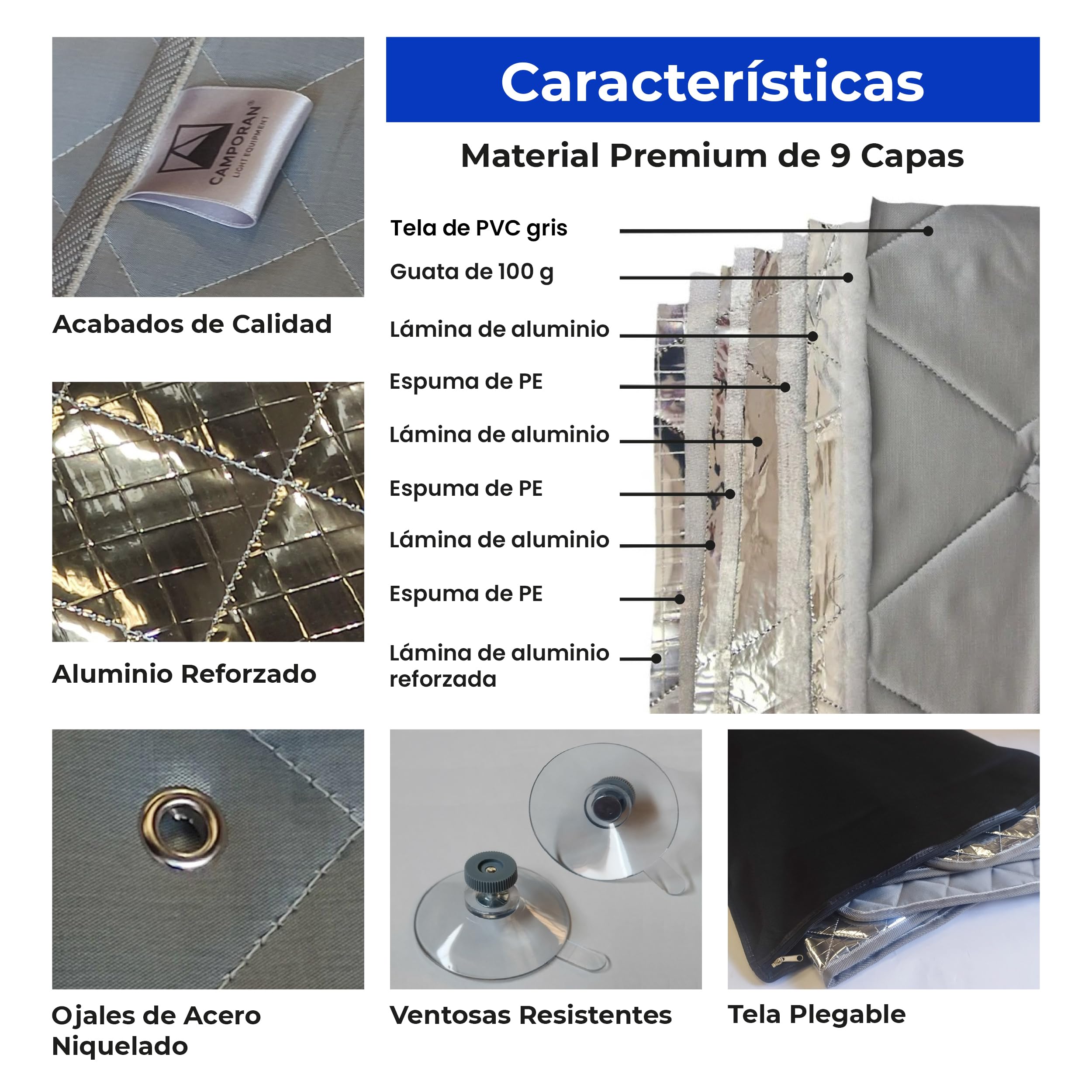 Parasol Furgoneta Camper NV200 Evalia - Aislantes térmicos y Oscurecedores - 8 Piezas Ajuste Interior Gris