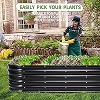Vista 7 de Cama de jardín elevada galvanizada para exteriores, camas elevadas para jardinería, caja de maceta de metal, kit de cama de jardín elevada de acero