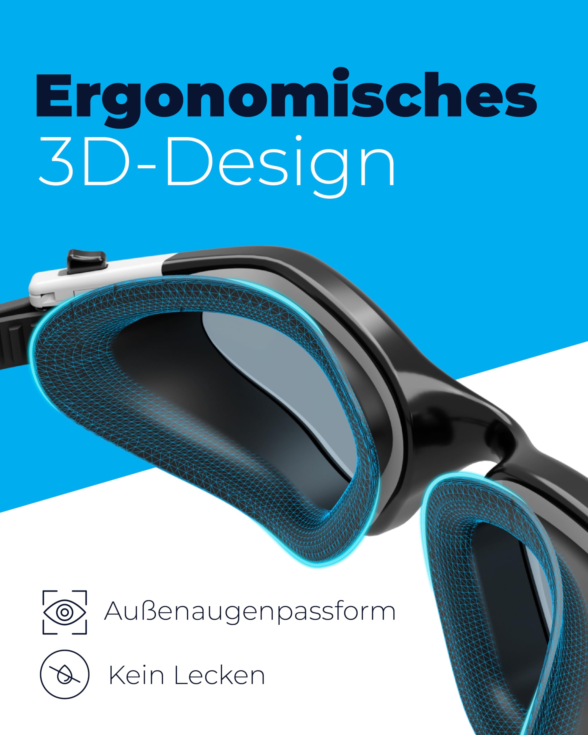 AqtivAqua Schwimmbrille DX — Weites Sichtfeld, UV-Schutz, Anti-Beschlag, Auslaufsicher, Geeignet für Innen- und Außenbeleuchtung — mit Anpassbarem Silikonband für Erwachsene und Jugendliche